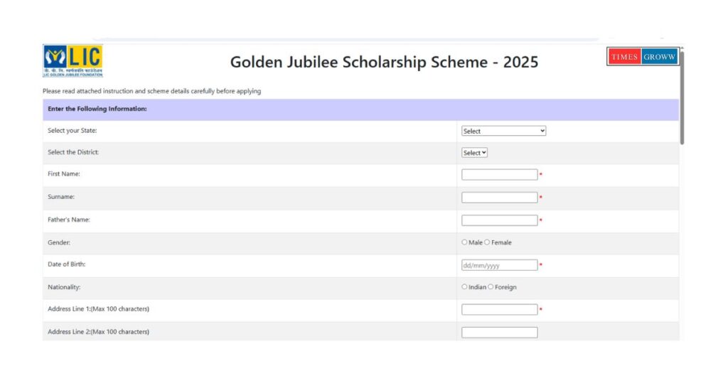 LIC Golden Jubilee Scholarship 2025