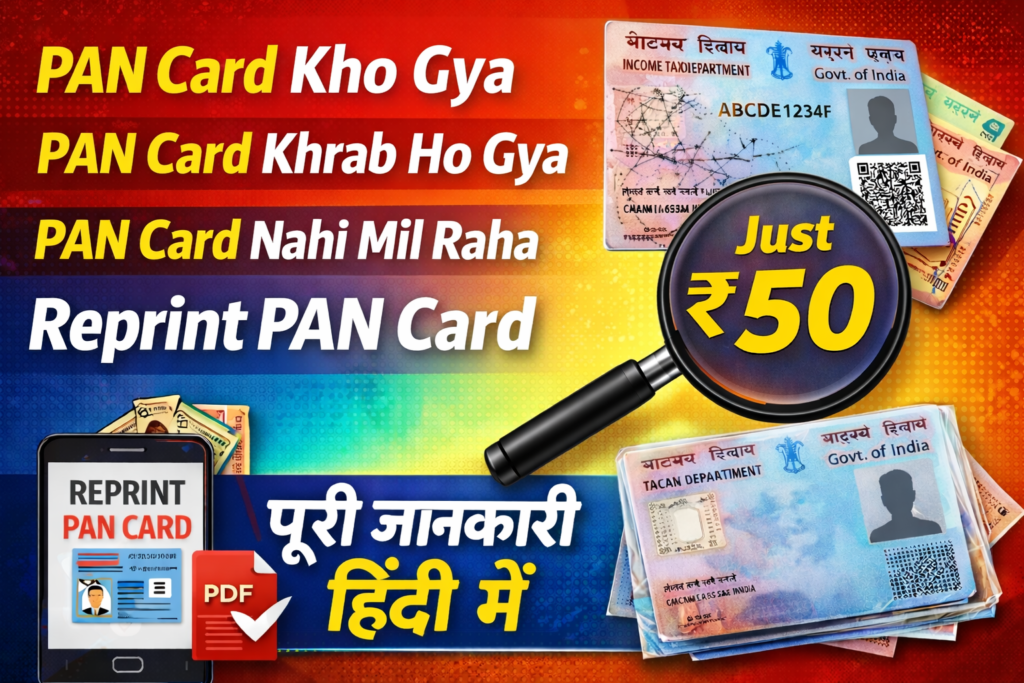 PAN Card Reprint Kaise Kare 2026? : PAN Card खो गया है, डैमेज हो गया है, PVC पैन कार्ड घर पर डिलीवरी Just Rs - 50 ONLY PAN Card Reprint Kaise Kare 2026?